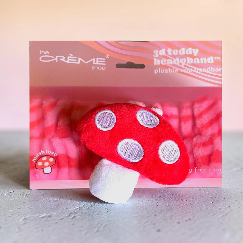 The Crème Shop Mush Love Plushie Spa Headband Mushroom 3D Teddy Headyband